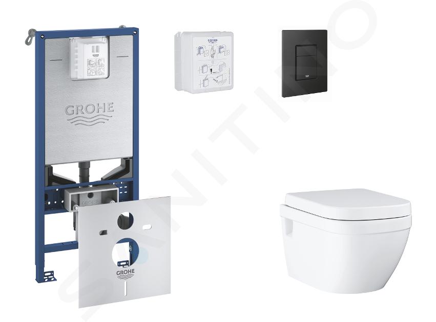 Grohe Rapid SLX - Set bâti-support, cuvette, abattant SoftClose et plaque de déclenchement Even, phantom black SANI11BB5107