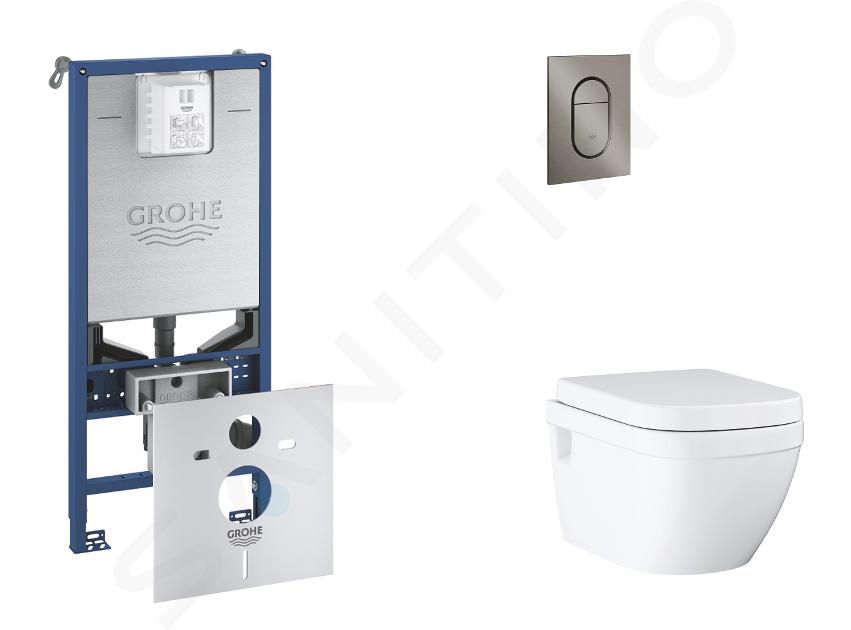 Grohe Rapid SLX - Set předstěnové instalace, klozetu, sedátka SoftClose a tlačítka Arena Cosmopolitan S, kartáčovaný Hard Graphite SANI11BB5109