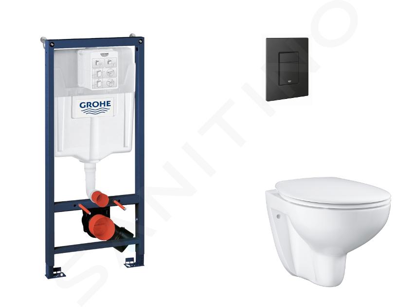 Grohe Rapid SL - Set předstěnové instalace, klozetu, sedátka SoftClose a tlačítka Even, phantom black SANI11BB5113