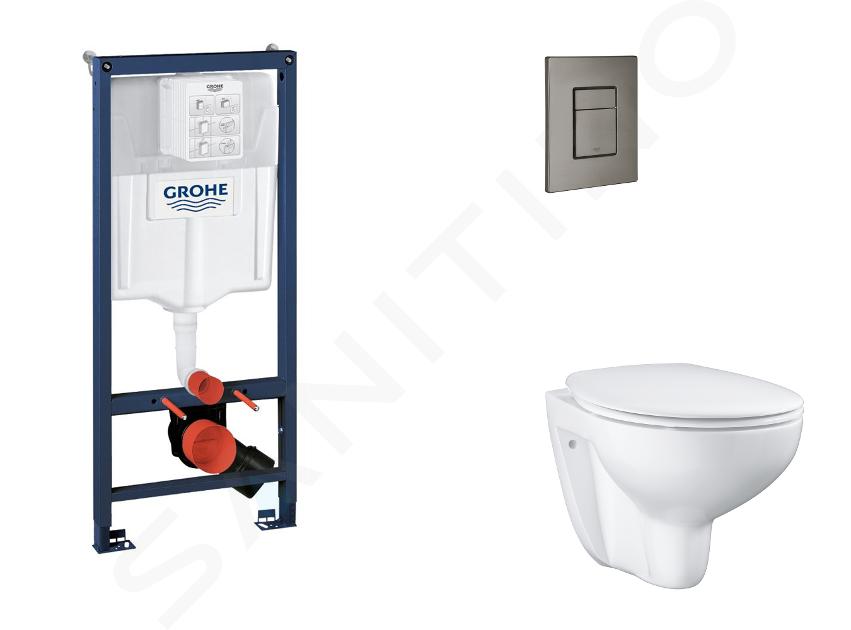 Grohe Rapid SL - Set pentru montare încastrată, toaletă, capac SoftClose și clapetă Skate Cosmopolitan, Hard Graphite periat SANI11BB5114