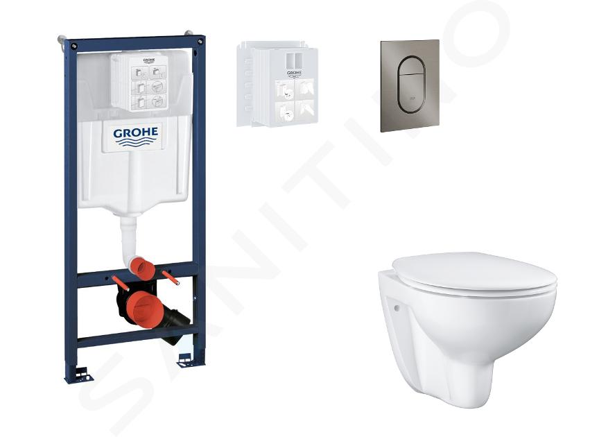 Grohe Rapid SL - Set bâti-support, cuvette, abattant SoftClose, plaque de déclenchement Arena Cosmopolitan S, Hard Graphite brossé SANI11BB5115