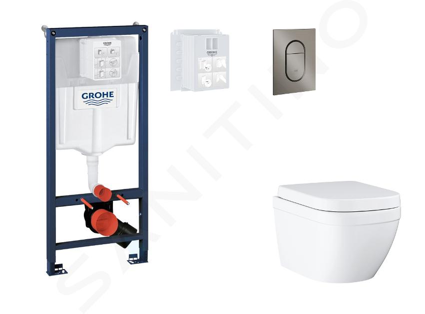 Grohe Rapid SL - Set bâti-support, cuvette, abattant SoftClose, plaque de déclenchement Arena Cosmopolitan S, Triple Vortex, Hard Graphite brossé SANI11BB5118