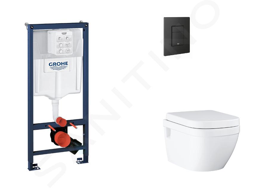 Grohe Rapid SL - Set předstěnové instalace, klozetu, sedátka SoftClose a tlačítka Even, phantom black SANI11BB5119