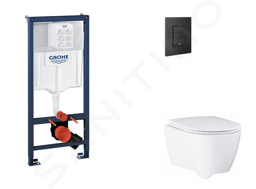 Grohe Rapid SL - Set bâti-support, cuvette, abattant SoftClose et plaque de déclenchement Even, phantom black SANI11BB5122