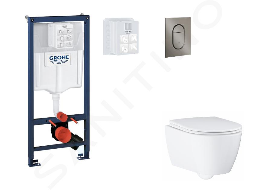 Grohe Rapid SL - Set bâti-support, cuvette, abattant SoftClose, plaque de déclenchement Arena Cosmopolitan S, Hard Graphite brossé SANI11BB5124