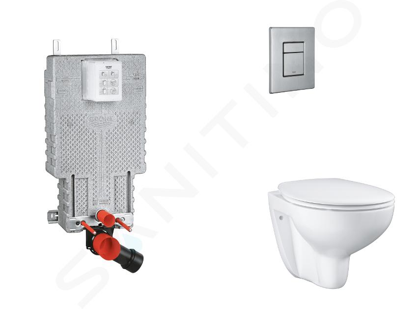 Grohe Uniset - Set předstěnové instalace, klozetu, sedátka SoftClose a tlačítka Skate Cosmopolitan, kartáčovaná nerezová ocel SANI15BB2103