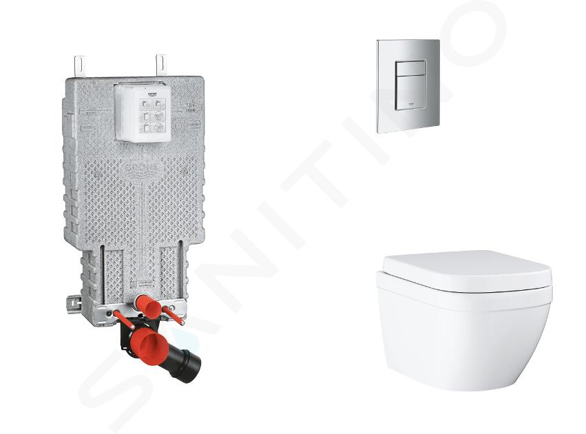 Grohe Uniset - Set bâti-support, cuvette, abattant SoftClose, plaque de déclenchement Skate Cosmopolitan, Triple Vortex, chrome SANI15BB2104