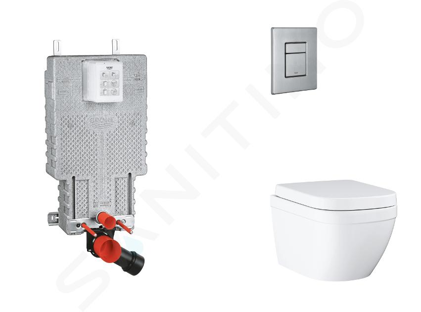 Grohe Uniset - Set bâti-support, cuvette, abattant SoftClose, plaque de déclenchement Skate Cosmopolitan, Triple Vortex, inox brossé SANI15BB2106