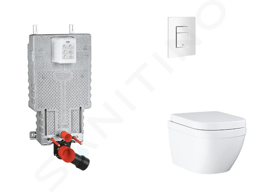 Grohe Uniset - Set bâti-support, cuvette, abattant SoftClose, plaque de déclenchement Skate Cosmopolitan, Triple Vortex, blanc alpin SANI15BB3105