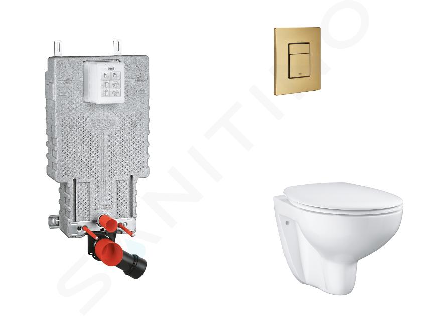 Grohe Uniset - Set predstenovej inštalácie, klozetu, dosky SoftClose a tlačidla Skate Cosmopolitan, kefovaný Cool Sunrise SANI15BB4101