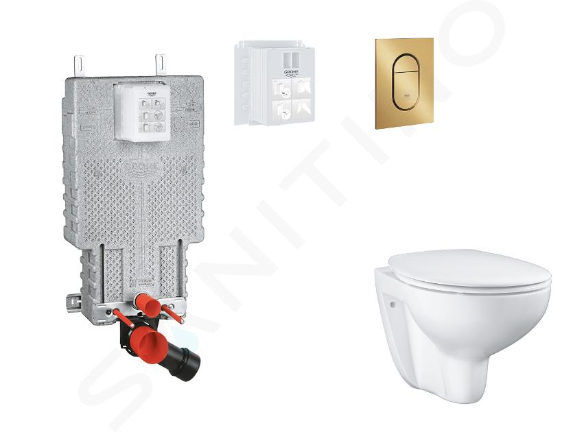 Grohe Uniset - Set předstěnové instalace, klozetu, sedátka SoftClose a tlačítka Arena Cosmopolitan S, kartáčovaný Cool Sunrise SANI15BB4104