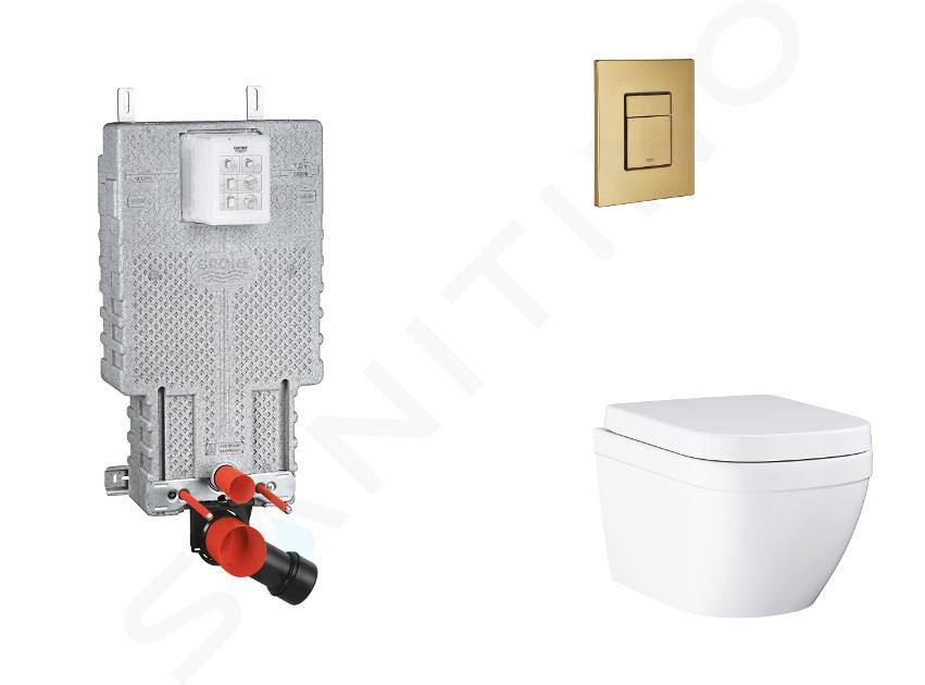 Grohe Uniset - Set bâti-support, cuvette, abattant SoftClose, plaque de déclenchement Skate Cosmopolitan, Triple Vortex, Cool Sunrise brossé SANI15BB4106