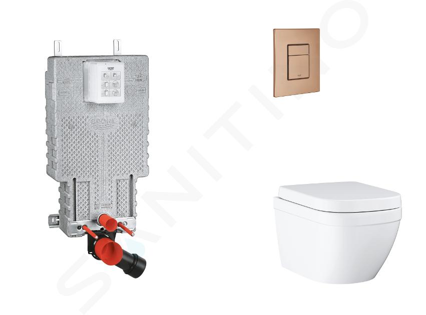 Grohe Uniset - Set bâti-support, cuvette, abattant SoftClose, plaque de déclenchement Skate Cosmopolitan, Triple Vortex, Warm Sunset brossé SANI15BB4108