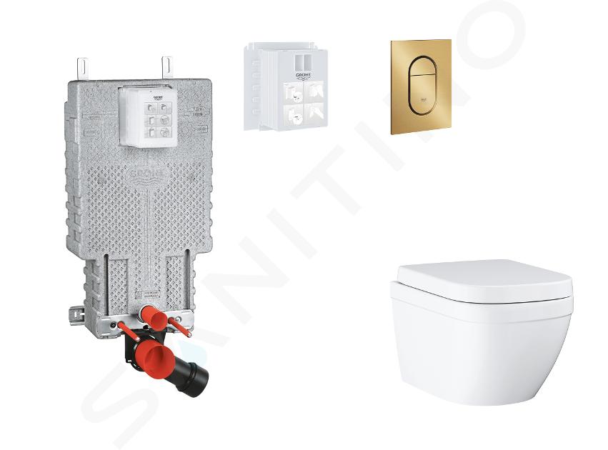 Grohe Uniset - Set předstěnové instalace, klozetu, sedátka SoftClose a tlačítka Arena Cosmopolitan S, Triple Vortex, kartáčovaný Cool Sunrise SANI15BB4109