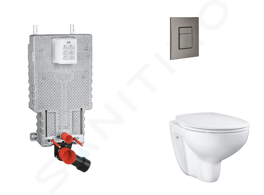 Grohe Uniset - Set bâti-support, cuvette, abattant SoftClose, plaque de déclenchement Skate Cosmopolitan, Hard Graphite brossé SANI15BB5102