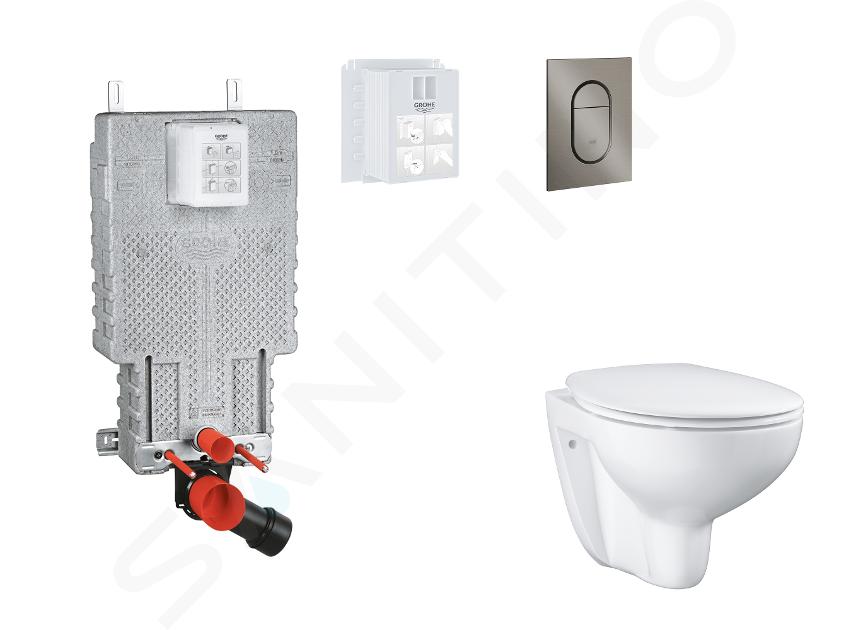 Grohe Uniset - Set předstěnové instalace, klozetu, sedátka SoftClose a tlačítka Arena Cosmopolitan S, kartáčovaný Hard Graphite SANI15BB5103