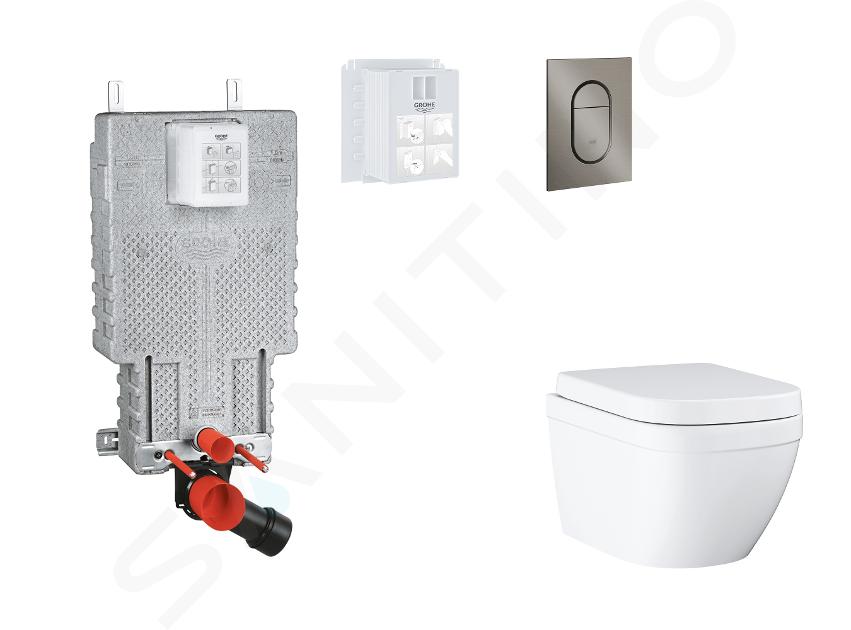 Grohe Uniset - Set předstěnové instalace, klozetu, sedátka SoftClose a tlačítka Arena Cosmopolitan S, Triple Vortex, kartáčovaný Hard Graphite SANI15BB5106