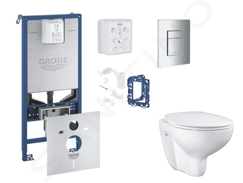 Grohe Rapid SLX - Set bâti-support, cuvette, abattant SoftClose et plaque de déclenchement Skate Cosmopolitan et kit pour insertion de tablette, chrome SANI11BB2125