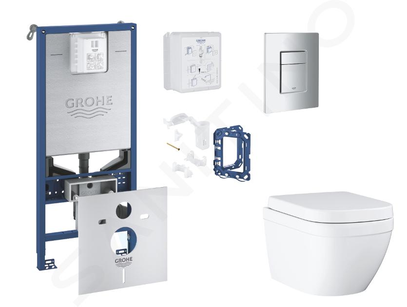 Grohe Rapid SLX - Set pentru montare încastrată, toaletă, capac Softclose, clapetă Skate Cosmopolitan și set pentru tablete, Triple Vortex, crom mat SANI11BB2128