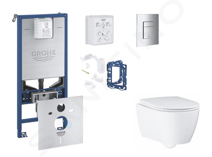 Grohe Rapid SLX - Set bâti-support, cuvette, abattant SoftClose et plaque de déclenchement Skate Cosmopolitan et kit pour insertion de tablette, chrome SANI11BB2131