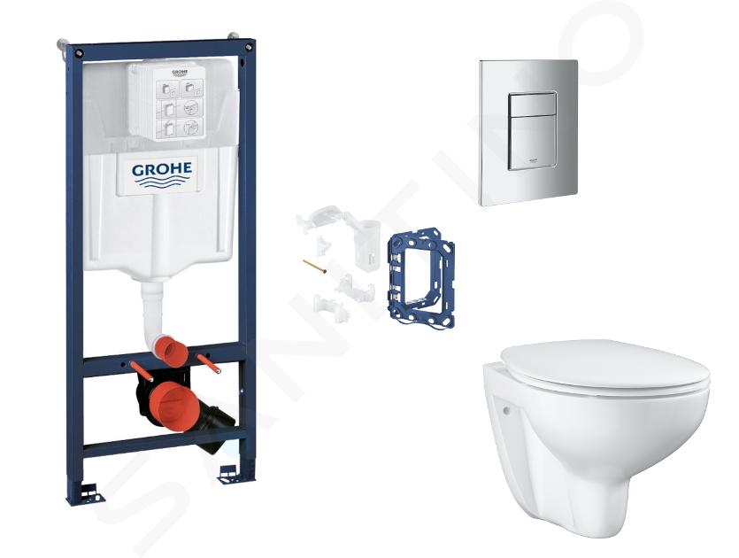 Grohe Rapid SL - Set bâti-support, cuvette, abattant SoftClose et plaque de déclenchement Skate Cosmopolitan et kit pour insertion de tablette, chrome SANI11BB2133