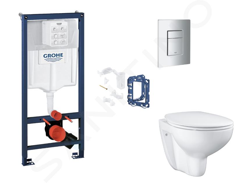 Grohe Rapid SL - Set bâti-support, cuvette, abattant SoftClose et plaque de déclenchement Skate Cosmopolitan et kit pour insertion de tablette, chrome mat SANI11BB2134