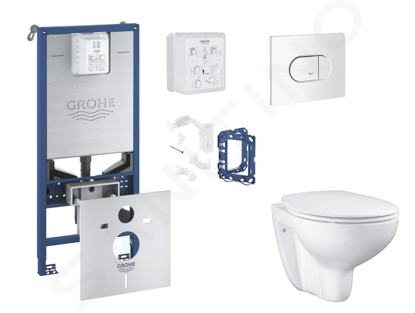 Grohe Rapid SLX - Set předstěnové instalace, klozetu, sedátka SoftClose a tlačítka Arena Cosmopolitan, alpská bílá SANI11BB3135