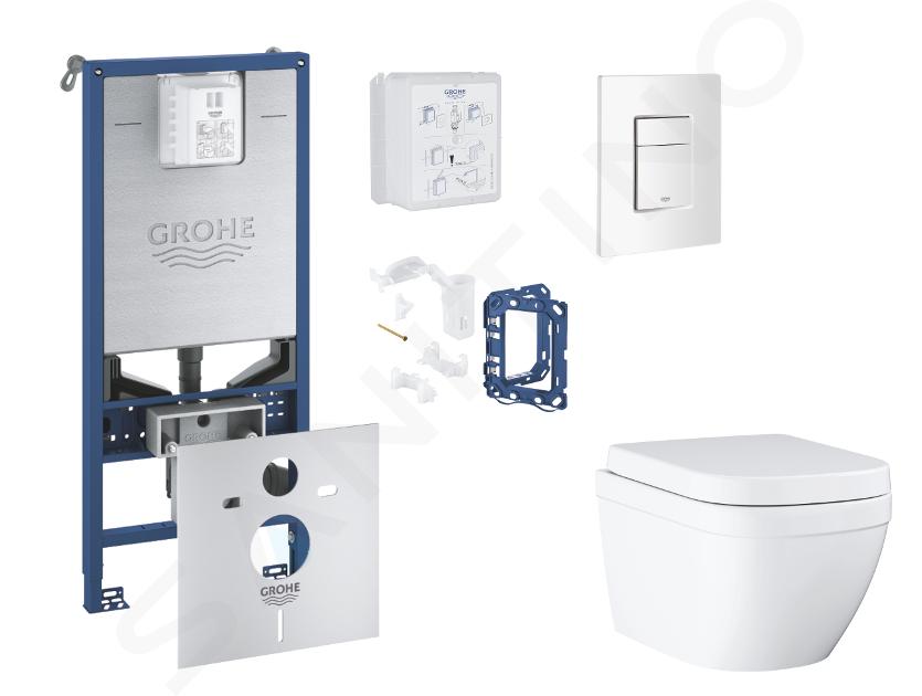 Grohe Rapid SLX - Set predstenovej inštalácie, klozetu, dosky SoftClose, tlačidla Skate Cosmopolitan a súpravy na vhadzovanie tabliet, Triple Vortex, alpská biela SANI11BB3136