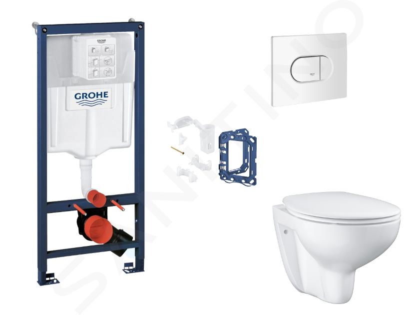 Grohe Rapid SL - Set predstenovej inštalácie, klozetu, dosky SoftClose, tlačidla Arena Cosmopolitan a súpravy na vhadzovanie tabliet, alpská biela SANI11BB3147