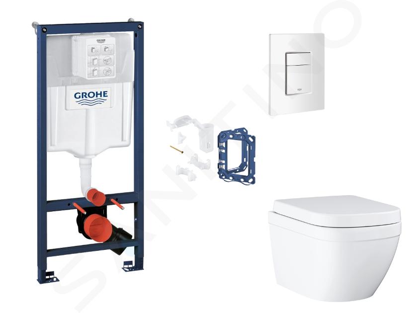 Grohe Rapid SL - Set bâti-support, cuvette, abattant SoftClose et plaque de déclenchement Skate Cosmopolitan et kit pour insertion de tablette, Triple Vortex, blanc alpin SANI11BB3148