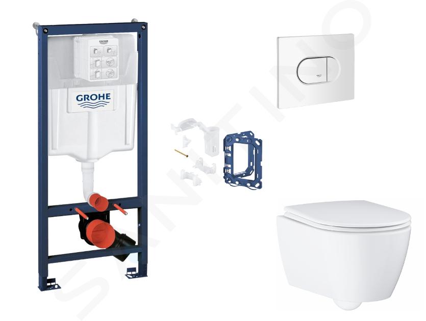 Grohe Rapid SL - Set predstenovej inštalácie, klozetu, dosky SoftClose, tlačidla Arena Cosmopolitan a súpravy na vhadzovanie tabliet, alpská biela SANI11BB3156