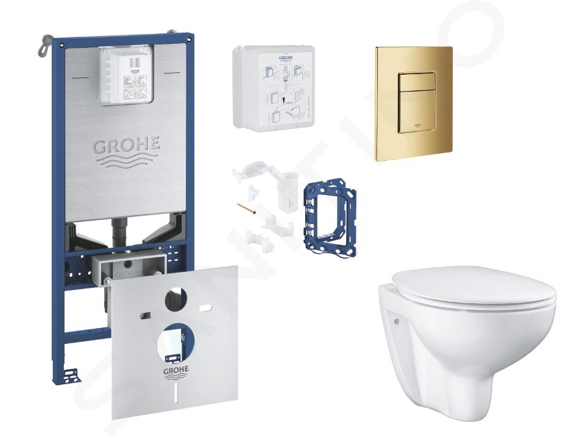 Grohe Rapid SLX - Set předstěnové instalace, klozetu, sedátka SoftClose, tlačítka Skate Cosmopolitan a sady pro vhazování tablet, Cool Sunrise SANI11BB4142