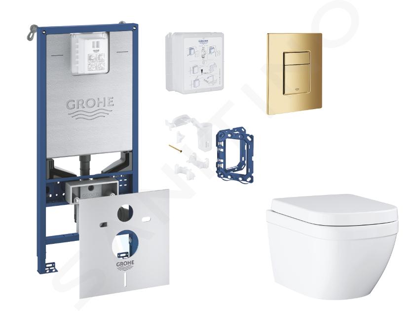 Grohe Rapid SLX - Set předstěnové instalace, klozetu, sedátka SoftClose, tlačítka Skate Cosmopolitan a sady pro vhazování tablet, Triple Vortex, Cool Sunrise SANI11BB4145