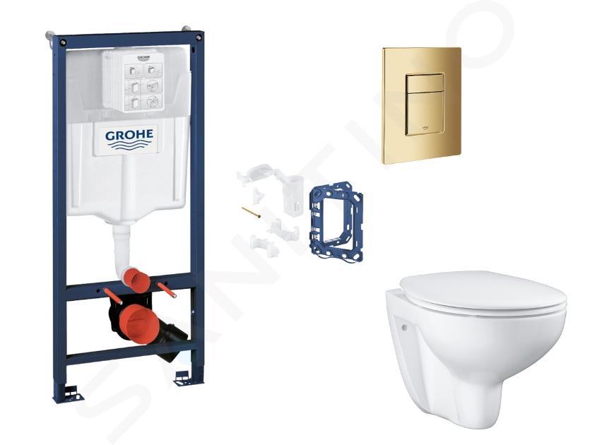 Grohe Rapid SL - Set predstenovej inštalácie, klozetu, dosky SoftClose, tlačidla Skate Cosmopolitan a súpravy na vhadzovanie tabliet, Cool Sunrise SANI11BB4154