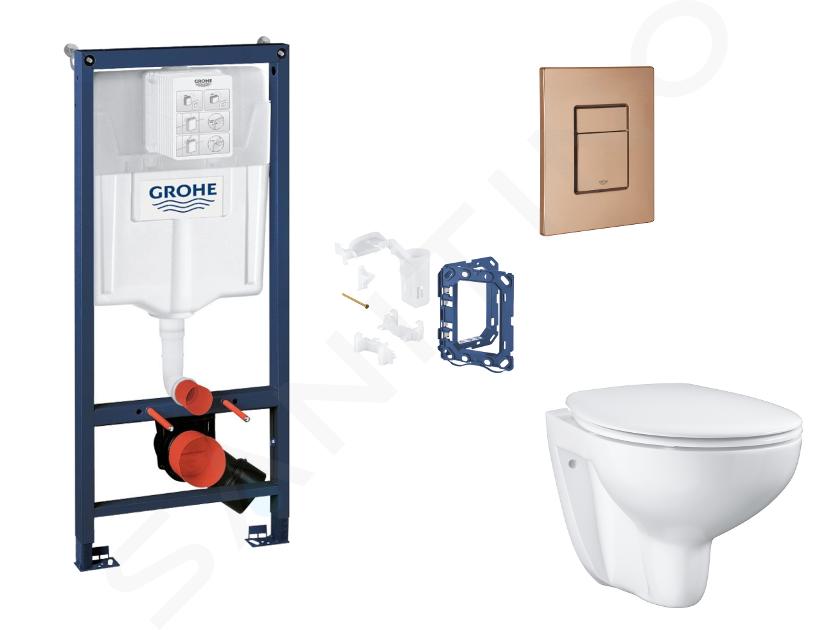 Grohe Rapid SL - Set bâti-support, cuvette, abattant SoftClose et plaque de déclenchement Skate Cosmopolitan et kit pour insertion de tablette, Warm Sunset Brossé SANI11BB4155