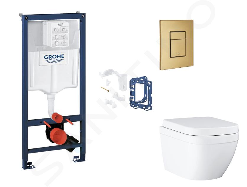 Grohe Rapid SL - Set předstěnové instalace, klozetu, sedátka SoftClose, tlačítka Skate Cosmopolitan a sady pro vhazování tablet, Triple Vortex, kartáčovaný Cool Sunrise SANI11BB4156