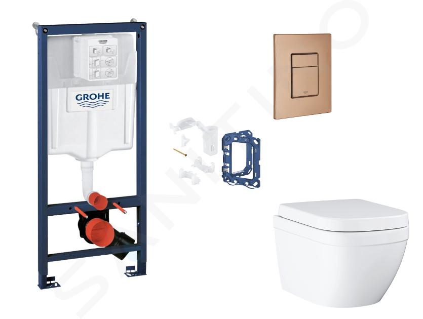 Grohe Rapid SL - Set predstenovej inštalácie, klozetu, dosky SoftClose, tlačidla Skate Cosmopolitan a súpravy na vhadzovanie tabliet, Triple Vortex, kefovaný Warm Sunset SANI11BB4158