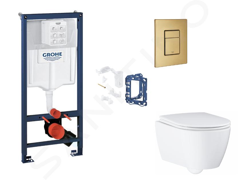 Grohe Rapid SL - Set predstenovej inštalácie, klozetu, dosky SoftClose, tlačidla Skate Cosmopolitan a súpravy na vhadzovanie tabliet, kefovaný Cool Sunrise SANI11BB4162