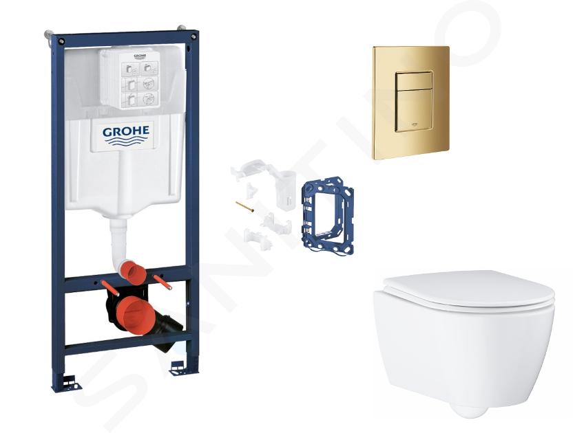 Grohe Rapid SL - Set predstenovej inštalácie, klozetu, dosky SoftClose, tlačidla Skate Cosmopolitan a súpravy na vhadzovanie tabliet, Cool Sunrise SANI11BB4163