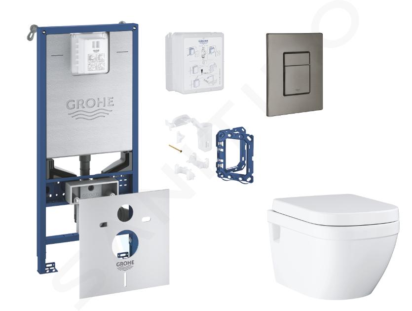 Grohe Rapid SLX - Set předstěnové instalace, klozetu, sedátka SoftClose, tlačítka Skate Cosmopolitan a sady pro vhazování tablet, kartáčovaný Hard Graphite SANI11BB5130