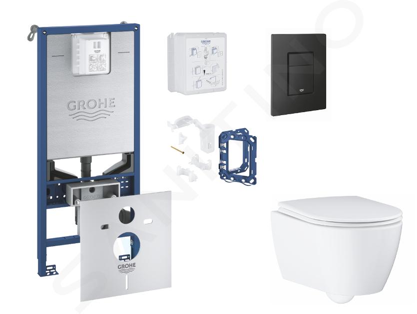 Grohe Rapid SLX - Set predstenovej inštalácie, klozetu, dosky SoftClose, tlačidla Even a súpravy na vhadzovanie tabliet, phantom black SANI11BB5131