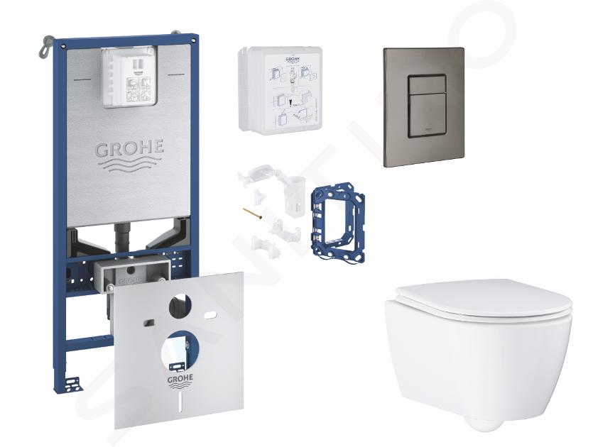 Grohe Rapid SLX - Set predstenovej inštalácie, klozetu, dosky SoftClose, tlačidla Skate Cosmopolitan a súpravy na vhadzovanie tabliet, kefovaný Hard Graphite SANI11BB5132