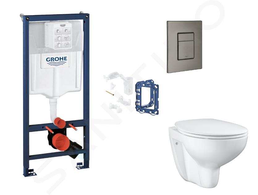 Grohe Rapid SL - Set predstenovej inštalácie, klozetu, dosky SoftClose, tlačidla Skate Cosmopolitan a súpravy na vhadzovanie tabliet, kefovaný Hard Graphite SANI11BB5134