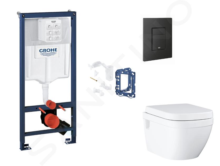 Grohe Rapid SL - Set predstenovej inštalácie, klozetu, dosky SoftClose, tlačidla Even a súpravy na vhadzovanie tabliet, phantom black SANI11BB5137