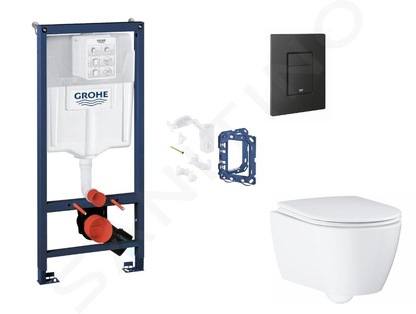 Grohe Rapid SL - Set predstenovej inštalácie, klozetu, dosky SoftClose, tlačidla Even a súpravy na vhadzovanie tabliet, phantom black SANI11BB5139