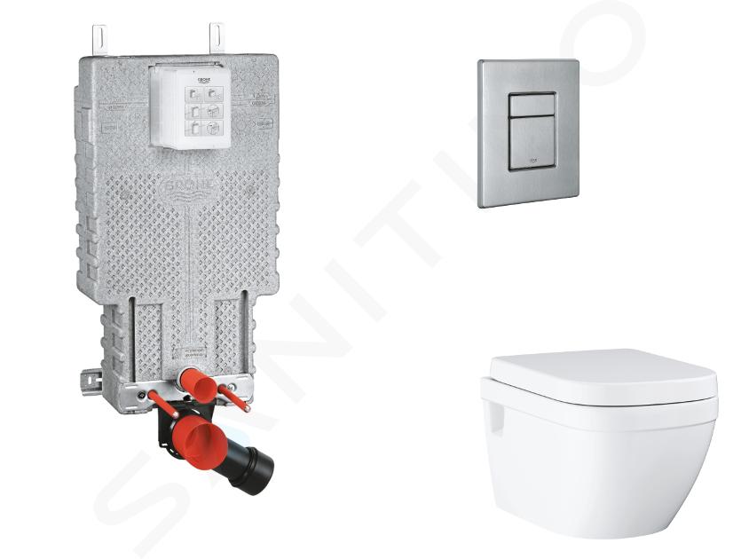 Grohe Uniset - Set předstěnové instalace, klozetu, sedátka SoftClose a tlačítka Skate Cosmopolitan, kartáčovaná nerezová ocel SANI15BB2109