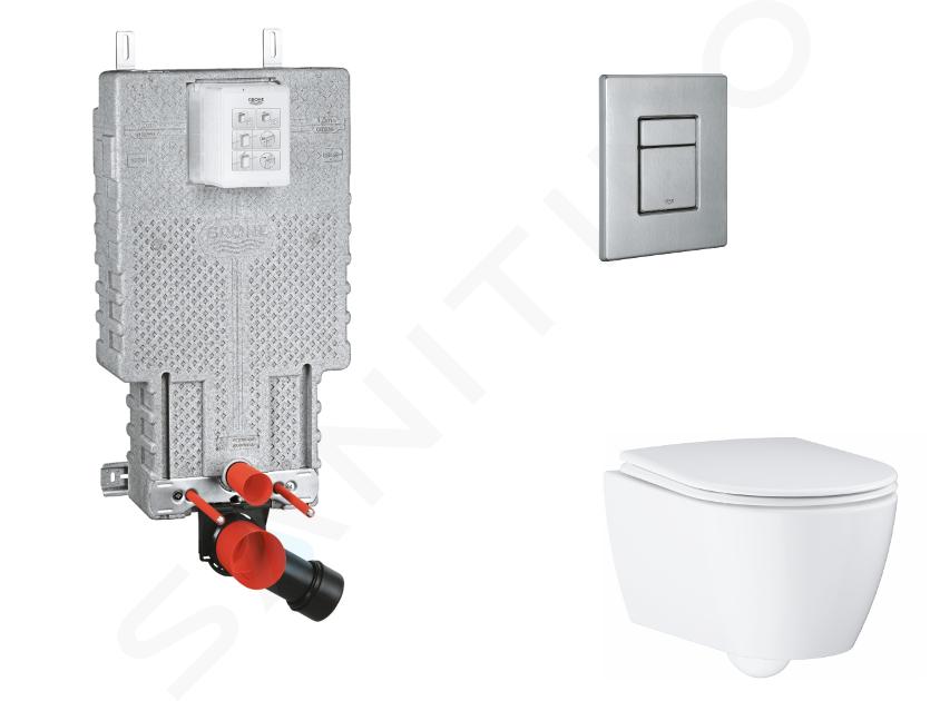 Grohe Uniset - Set předstěnové instalace, klozetu, sedátka SoftClose a tlačítka Skate Cosmopolitan, kartáčovaná nerezová ocel SANI15BB2112