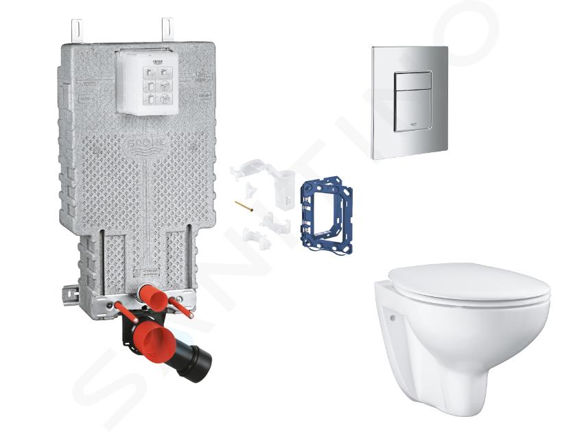 Grohe Uniset - Set bâti-support, cuvette, abattant SoftClose et plaque de déclenchement Skate Cosmopolitan et kit pour insertion de tablette, chrome SANI15BB2113