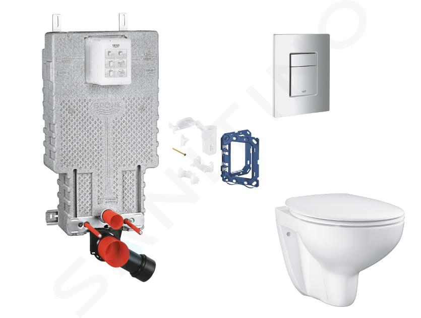 Grohe Uniset - Set bâti-support, cuvette, abattant SoftClose et plaque de déclenchement Skate Cosmopolitan et kit pour insertion de tablette, chrome mat SANI15BB2114