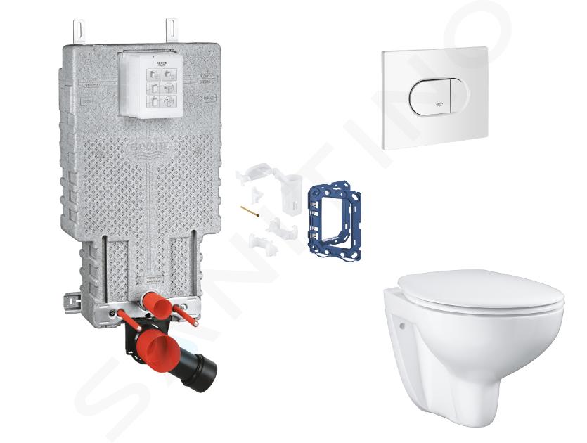 Grohe Uniset - Set bâti-support, cuvette, abattant SoftClose et plaque de déclenchement Arena Cosmopolitan et kit pour insertion de tablette, blanc alpin SANI15BB3119